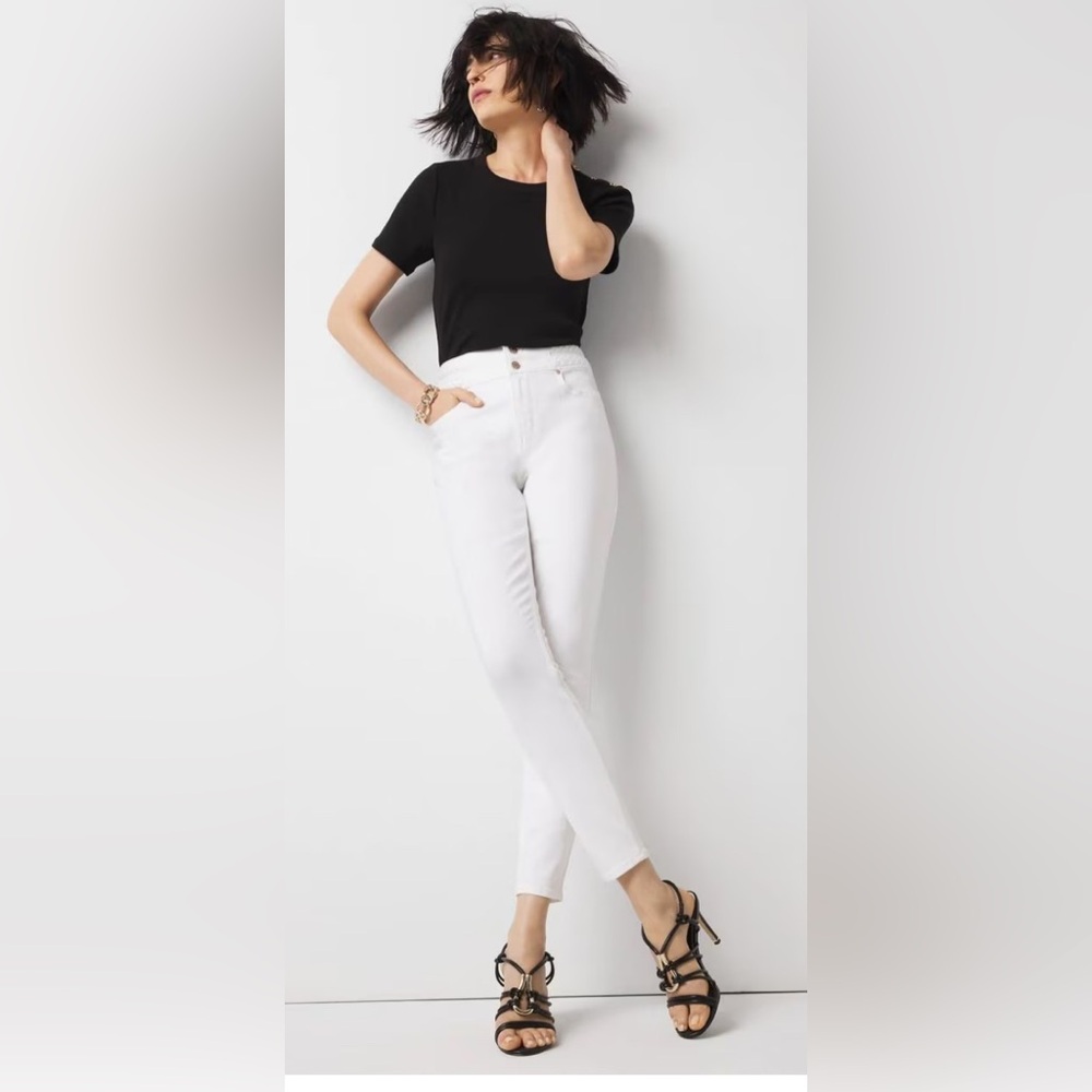 WHBM The Sculpt curvy high - rise white skinny ankle jeans stretchy size 0 new